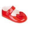 Red Patent Pram Shoes with Satin Bow