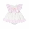 Baby Girl Pink White Bow Print Collar Dress with Pants "MYD26028"