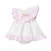 Baby Girl Pink White Bow Print Collar Dress with Pants "MYD26028"