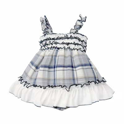 Baby Girl Navy Grey Checked...