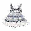 Baby Girl Navy Grey Checked Sheer Sun Dress with Pants "MYD26051"