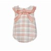 Baby Girl Dusty Pink Checked Sheer Romper Collar "MYD26052"