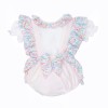 Baby Girl Pink Floral Waffle Frilly Bottom Romper with Shirt "2615"