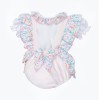 Baby Girl Pink Floral Waffle Frilly Bottom Romper with Shirt "2615"