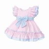 Baby Girl Cotton Pink with Blue Puff Ball Dress "2614"