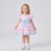 Baby Girl Cotton Pink with Blue Puff Ball Dress "2614"
