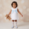 Baby Girl White with Blue Small Waffle A Line Dress "8602 B"