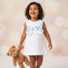 Baby Girl White with Blue Small Waffle A Line Dress "8602 B"