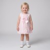 Baby Girl Pink Waffle Cotton Dress Ribbon Insert Lace "2612"
