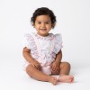 Baby Girl Pink Floral Waffle Frilly Bottom Romper with Shirt "2615"