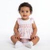 Baby Girl Pink Teddy Shoulder Bow Pearl Romper "2606"