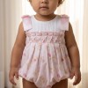 Baby Girl Pink Teddy Shoulder Bow Pearl Romper "2606"