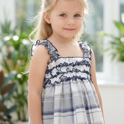 Baby Girl Navy Grey Checked...