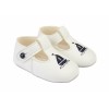 White/Navy Matt Embroidered Sail Boat Pram Shoes