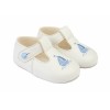 White/Blue Matt Embroidered Sail Boat Pram Shoes