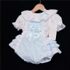 Pale Blue Frilly Romper with White Top
