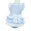 *Clearance* Baby Girl Blue Frilly Shorts with Linen Top "MYD318B"