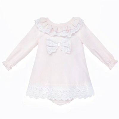 Baby Girl Pink Cotton Lace...