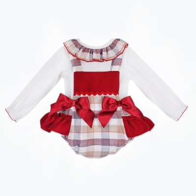 Baby Girls Burgundy Tartan...