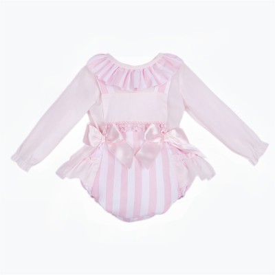 Baby Girls Pink Stripe Bow...