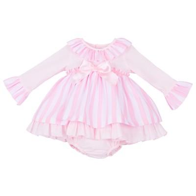 Baby Girls Pink Stripe Puff...