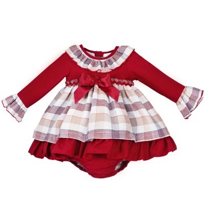 Baby Girls Burgundy Checked...