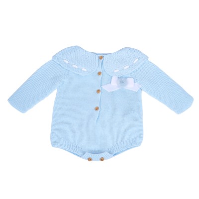 Blue Knitted Baby Romper...