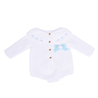 White and Blue Bow Knitted...