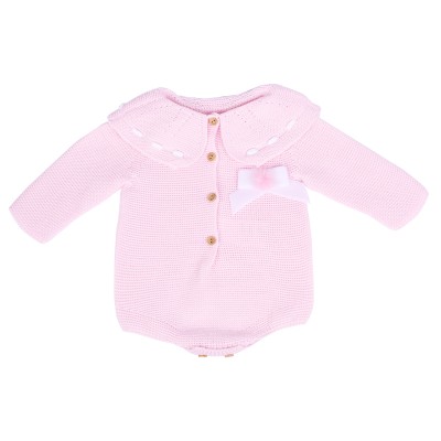 Pink Ribbon Collar Knitted...
